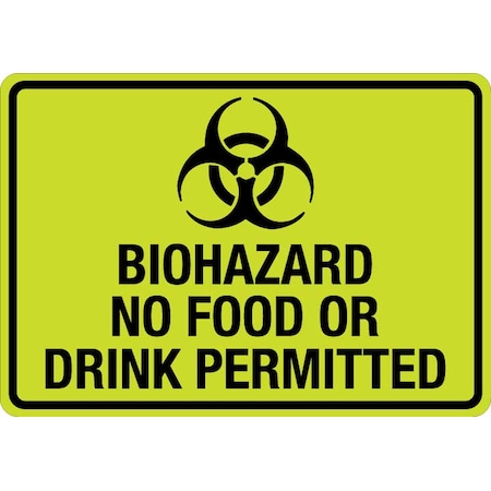 Lyle Sign, Biohazard No Food Or Drink Permitted (W Sym) LCUV-0179ST-RA_14x10